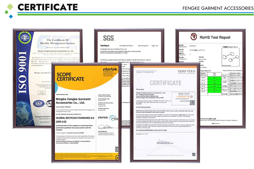 Certificate for Garment Accessories